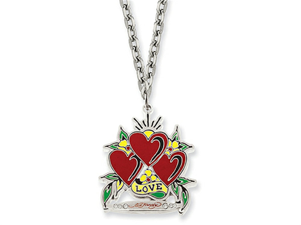 FJC Finejewelers Ed Hardy Triple Heart Love Painted Necklace
