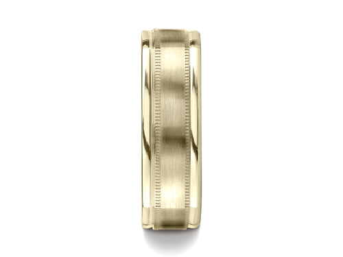 Benchmark® 7mm Comfort-fit Satin-finished With Milgrain Four-sided Carved Design Wedding Band Ring