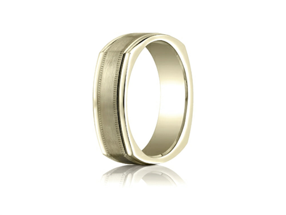 Benchmark® 7mm Comfort-fit Satin-finished With Milgrain Four-sided Carved Design Wedding Band Ring