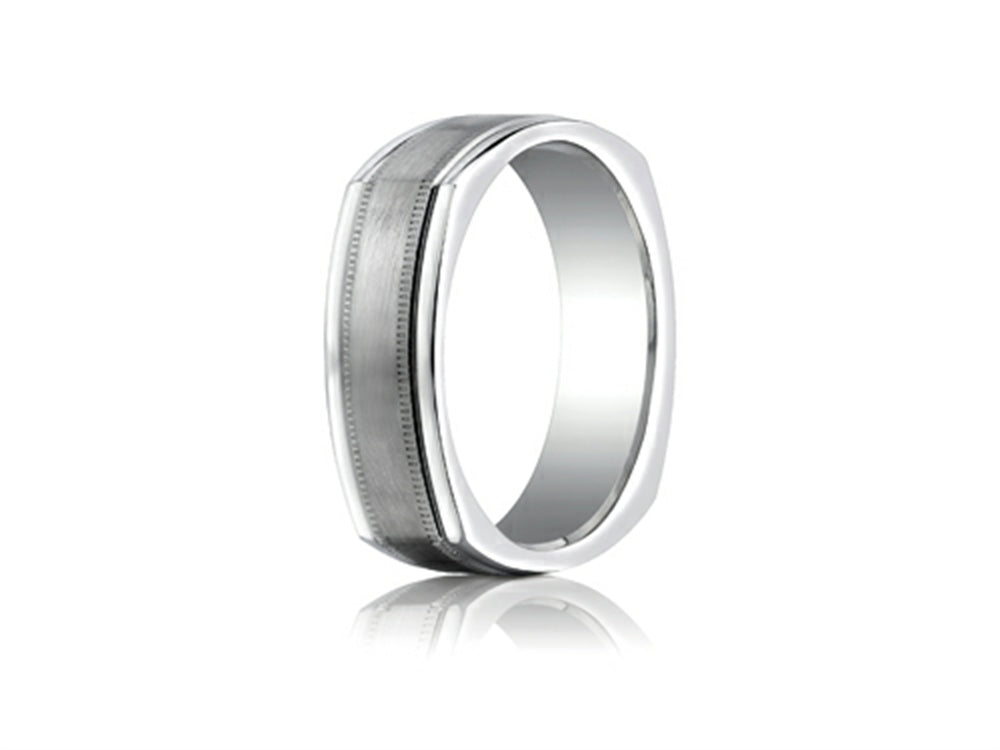 Benchmark® 7mm Comfort-fit Satin-finished With Milgrain Four-sided Carved Design Wedding Band Ring