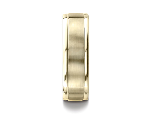 Benchmark® 7mm Comfort-fit Satin-finished Four-sided Carved Design Wedding Band Ring