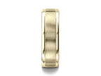 Benchmark® 7mm Comfort-fit Satin-finished Four-sided Carved Design Wedding Band Ring