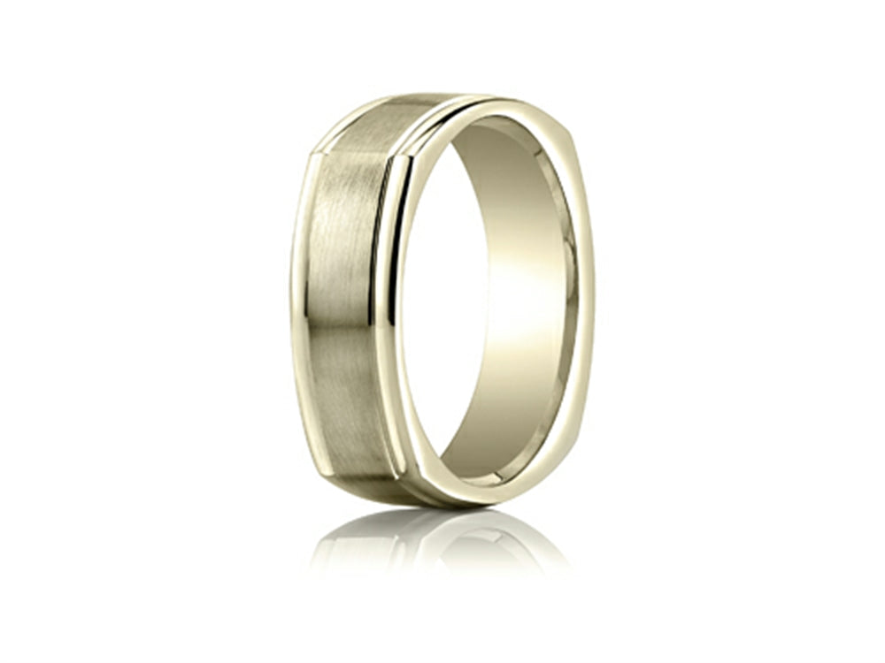 Benchmark® 7mm Comfort-fit Satin-finished Four-sided Carved Design Wedding Band Ring