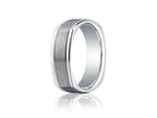 Benchmark® 7mm Comfort-fit Satin-finished Parallel Center Cuts Four-sided Carved Design Wedding Band Ring