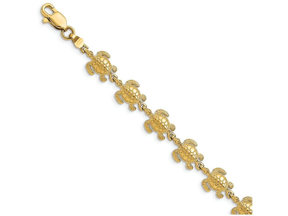 FJC Finejewelers 14k Yellow Gold Swimming Sea Turtle Bracelet