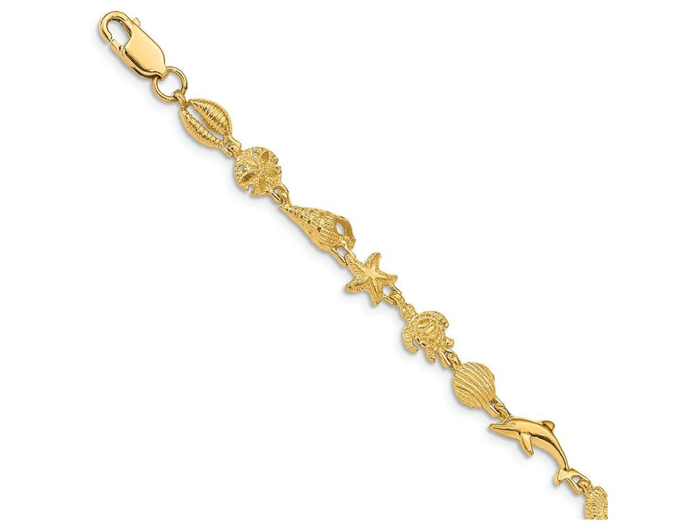 FJC Finejewelers 14k Yellow Gold Polished Textured Sea Life Bracelet