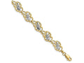 FJC Finejewelers Scalloped Oval Flower Bright Cut Leavestwo-color Bracelet