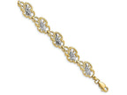 FJC Finejewelers Scalloped Oval Flower Bright Cut Leavestwo-color Bracelet