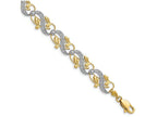 FJC Finejewelers Bright Cut White Dots Connecting Sash Leavestwo-color Bracelet