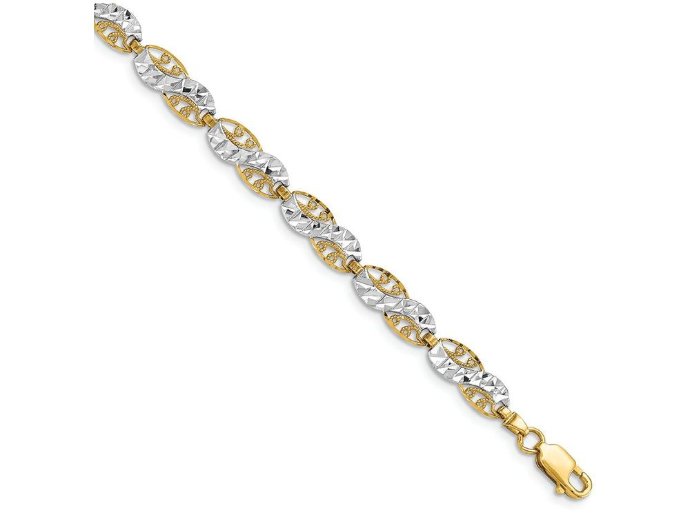 FJC Finejewelers Filigree White Bright Cut Figure 8 Link Bracelet