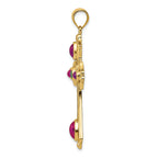 FJC Finejewelers 14k Yellow Gold Ruby Emerald Cabochon Cross Charm