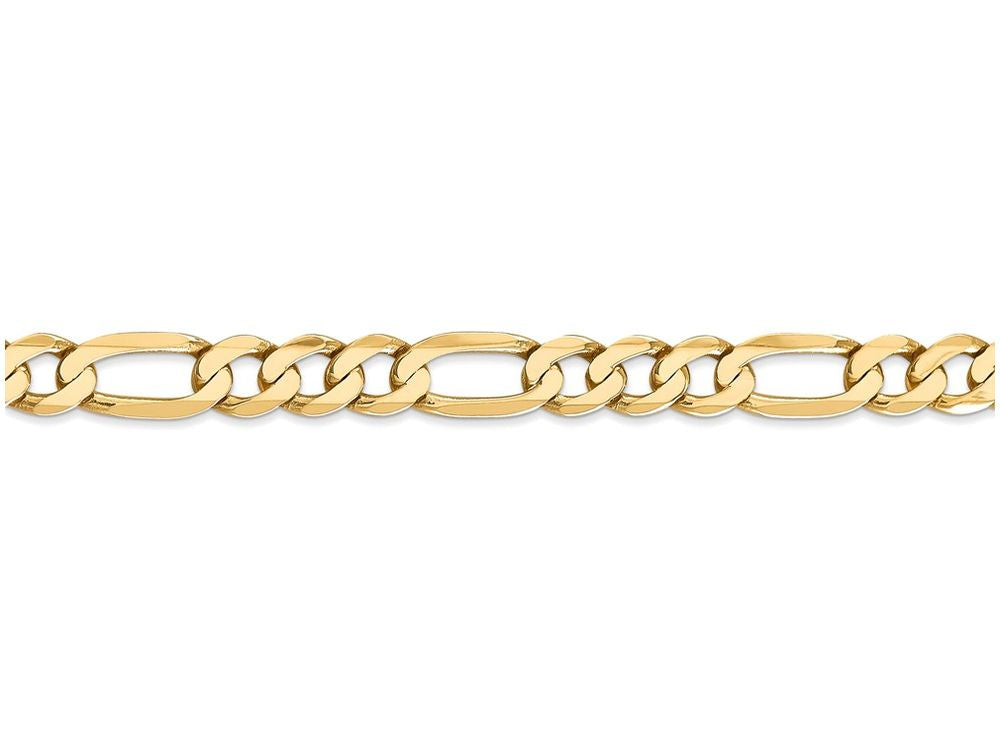 FJC Finejewelers 9 Inch 14k Yellow Gold 7mm Flat Figaro Chain Ankle Bracelet (Smaller Ankles)