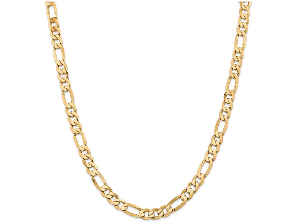 FJC Finejewelers 9 Inch 14k Yellow Gold 7.5mm Flat Figaro Chain Ankle Bracelet (Smaller Ankles)
