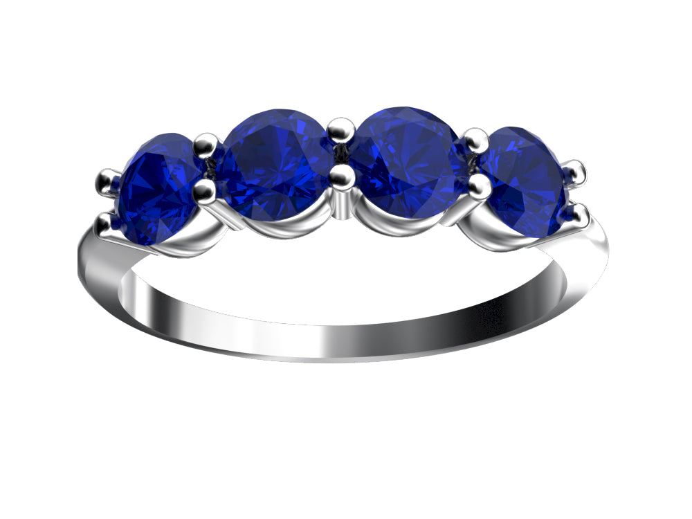 FJC Finejewelers 10 kt White Gold 4mm Created Blue Sapphire 4 Stone Band Ring