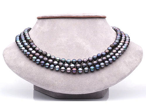 Finejewelers 60 inch Black(dyed)  Fresh Water Cultured Pearl Rope 7-8 mm each