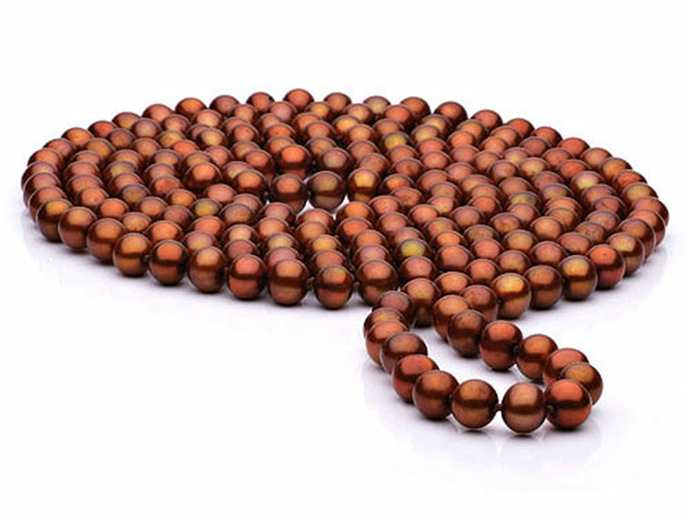 Finejewelers 60 inch Chocolate Fresh Water Cultured Pearl (dyed) Rope 7-8 mm each