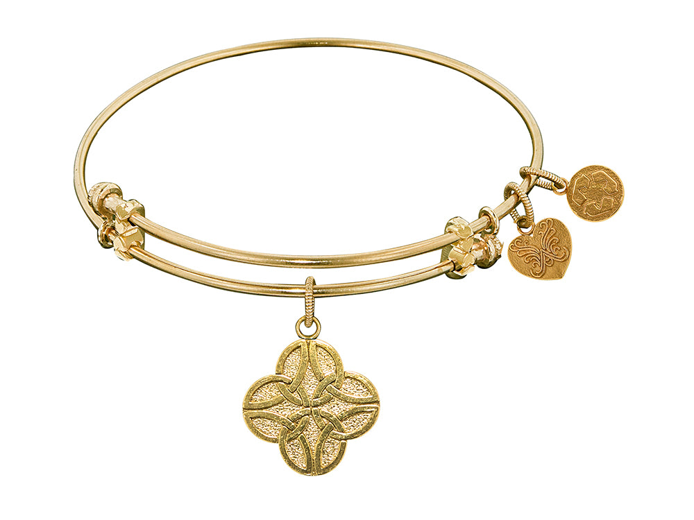 Angelica Collection Non-antique Yellow Stipple Finish Brass celtic Four Knot Expandable Bangle