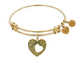 Angelica Collection Antique Yellow Stipple Finish Brass Heart mom And Open Heart Expandable Bangle