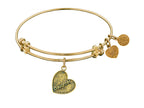 Angelica Collection Antique Yellow Stipple Finish Brass daughter Heart Expandable Bangle Complementing GEL1004
