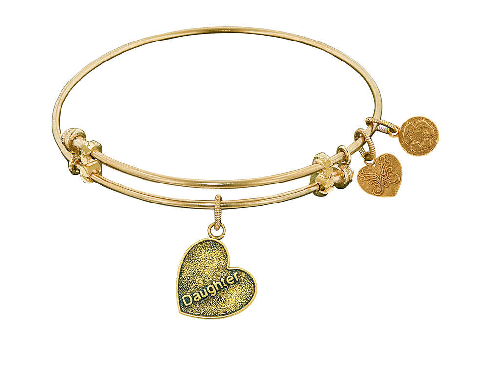 Angelica Collection Antique Yellow Stipple Finish Brass daughter Heart Expandable Bangle Complementing GEL1004