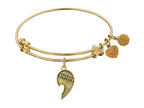 Angelica Collection Antique Yellow Stipple Finish Brass Right-half Heart sisters Expandable Bangle