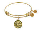 Angelica Collection Antique Yellow Smooth Finish Brass live, Love, Laugh Expandable Bangle