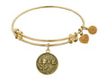 Angelica Collection Antique Yellow Stipple Finish Brass love W/rose Expandable Bangle