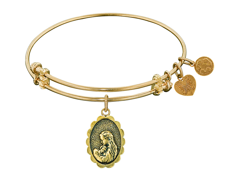 Angelica Collection Antique Yellow Stipple Finish Brass a Mother's Love Expandable Bangle
