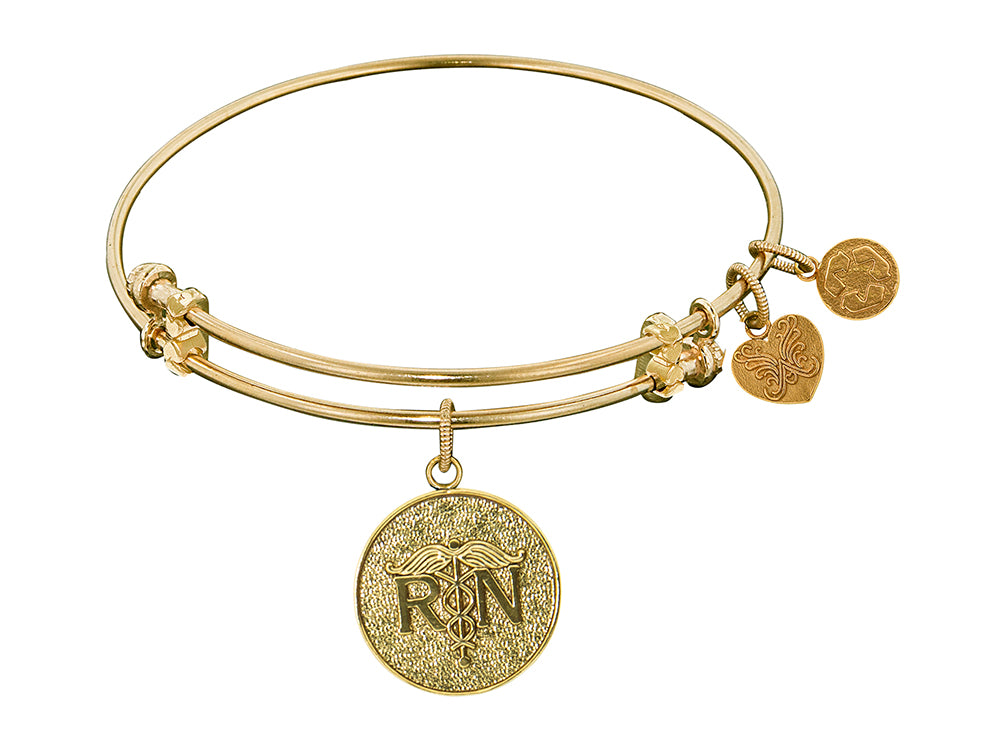 Angelica Collection Non-antique Yellow Stipple Finish Brass registered Nurse Expandable Bangle