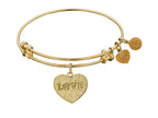 Angelica Collection Non-antique Yellow Stipple Finish Brass love W/ Paw Expandable Bangle