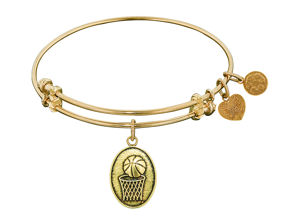 Angelica Collection Antique Yellow Smooth Finish Brass basketball Expandable Bangle
