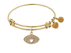 Angelica Collection Non-antique Yellow Stipple Finish Brass football Expandable Bangle