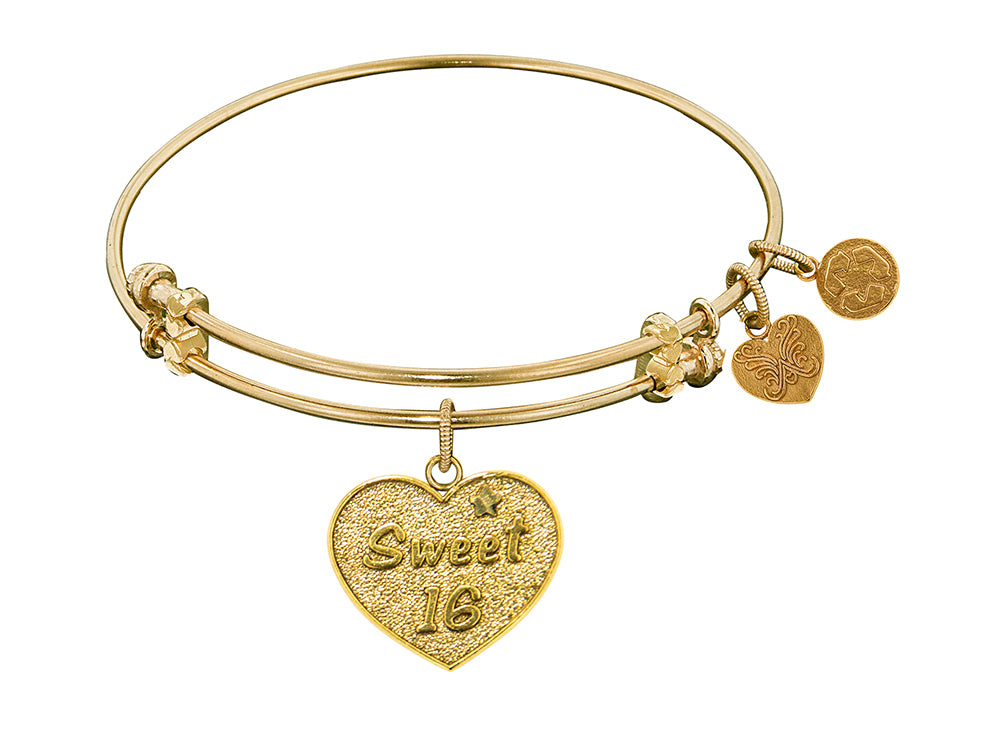 Angelica Collection Non-antique Yellow Stipple Finish Brass sweet 16 Expandable Bangle