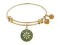 Angelica Collection Antique Yellow Smooth Finish Brass compass Expandable Bangle