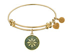 Angelica Collection Antique Yellow Smooth Finish Brass compass Expandable Bangle