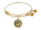 Angelica Collection Antique Yellow Smooth Finish Brass capricorn- December Expandable Bangle