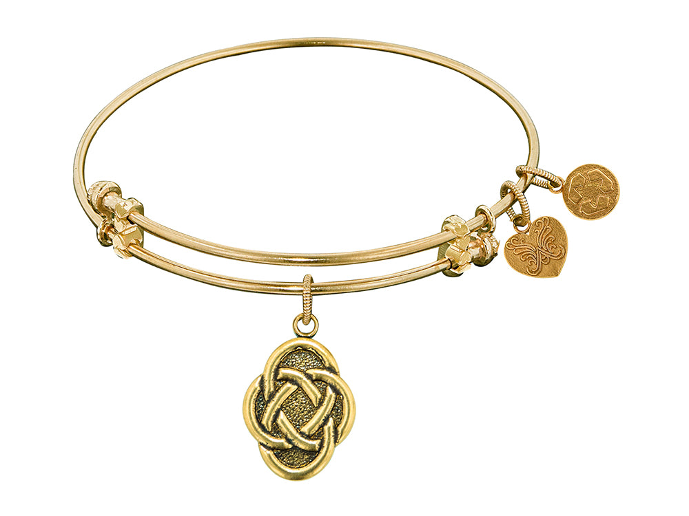 Angelica Collection Antique Yellow Stipple Finish Brass celtic Oval Knot Expandable Bangle