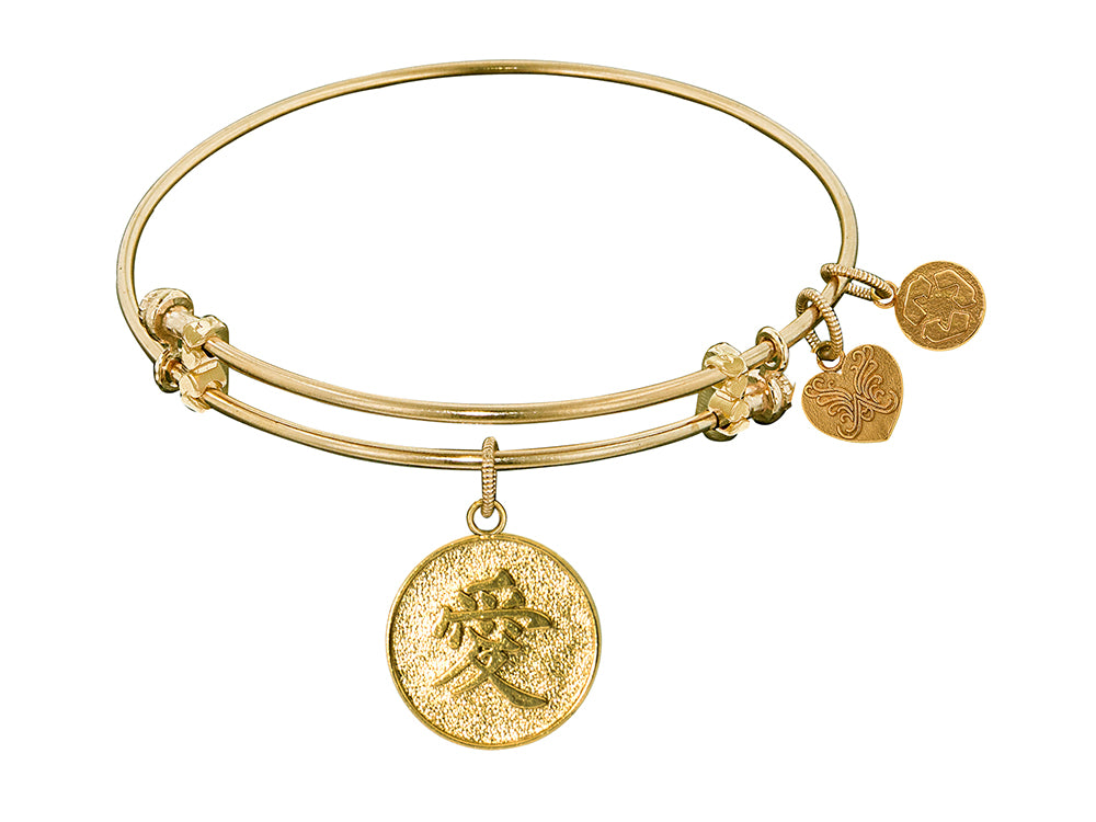 Angelica Collection Non-antique Yellow Stipple Finish Brass chinese Love Expandable Bangle