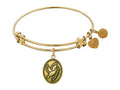 Angelica Collection Antique Yellow Smooth Finish Brass dove With Olive Branch+peace Expandable Bangle