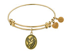 Angelica Collection Antique Yellow Smooth Finish Brass dove With Olive Branch+peace Expandable Bangle