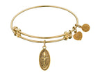 Angelica Collection Non-antique Yellow Smooth Finish Brass cross In Oval Expandable Bangle