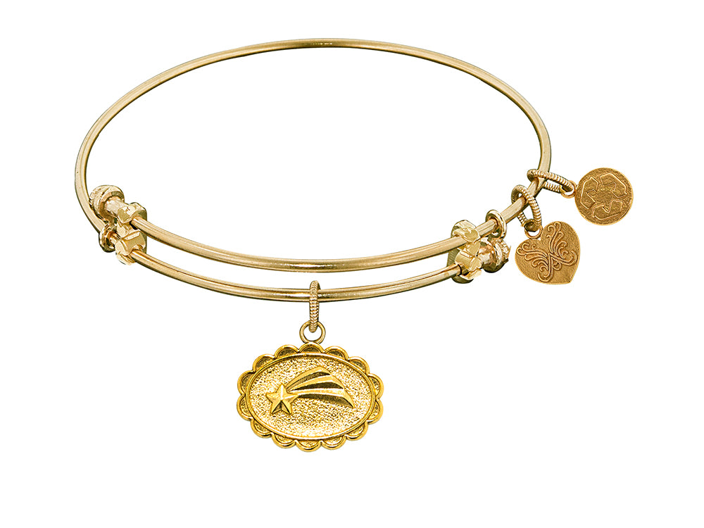 Angelica Collection Non-antique Yellow Stipple Finish Brass shooting Star Expandable Bangle