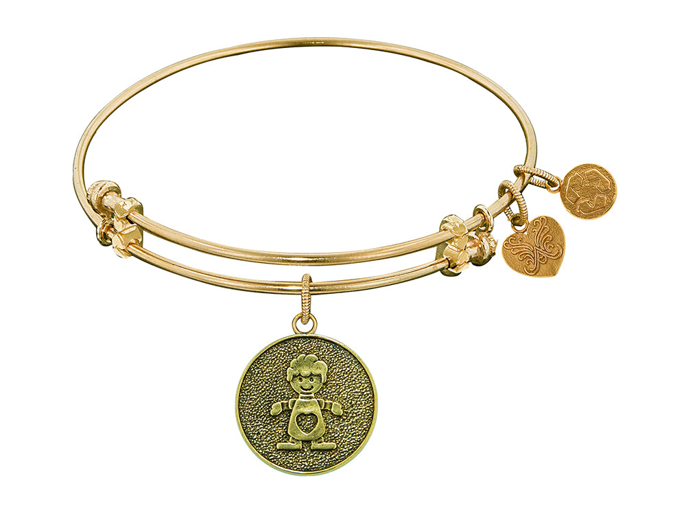 Angelica Collection Antique Yellow Stipple Finish Brass male Expandable Bangle
