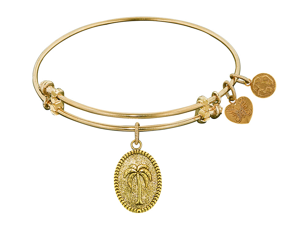 Angelica Collection Non-antique Yellow Stipple Finish Brass palm Tree  Expandable Bangle