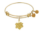 Angelica Collection Non-antique Yellow Stipple Finish Brass leaf Expandable Bangle