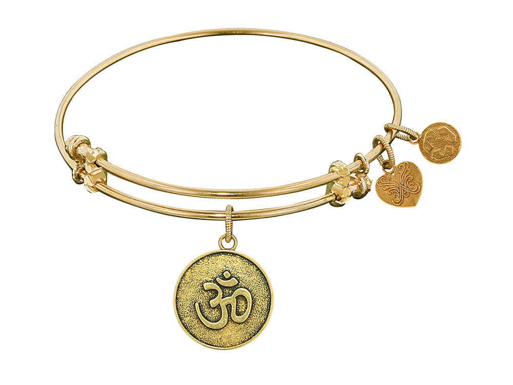 Angelica Collection Antique Yellow Stipple Finish Brass om Expandable Bangle
