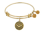 Angelica Collection Antique Yellow Smooth Finish Brass claddagh Expandable Bangle