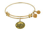 Angelica Collection Antique Yellow Smooth Finish Brass dragonfly Expandable Bangle