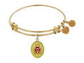 Angelica Collection Antique Yellow Stipple Finish Brass ladybug Enamel Expandable Bangle