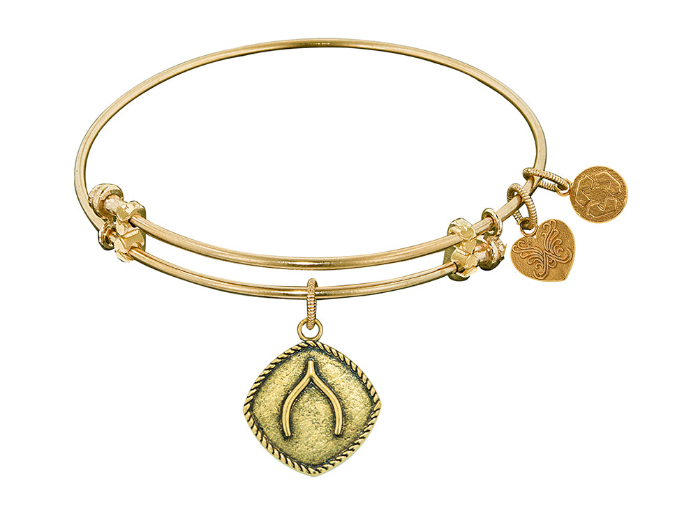 Angelica Collection Antique Yellow Smooth Finish Brass wishbone Expandable Bangle